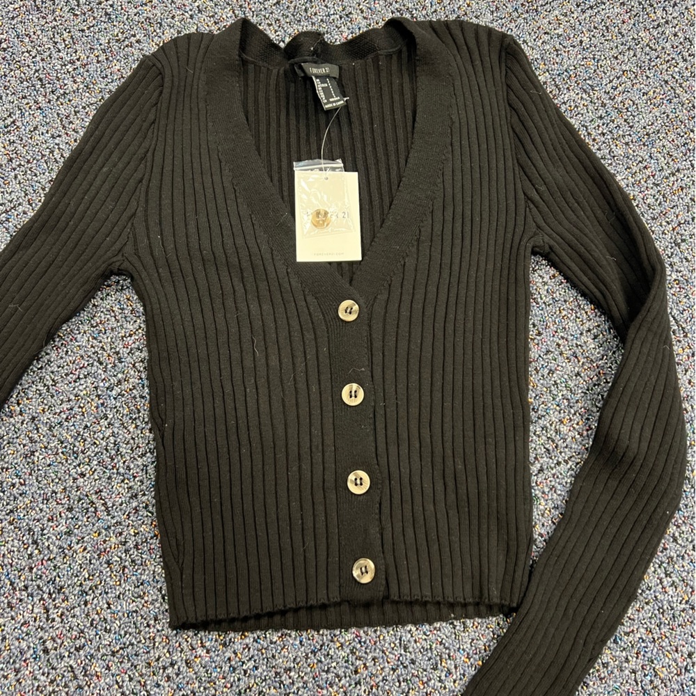 Black knit button up sweater